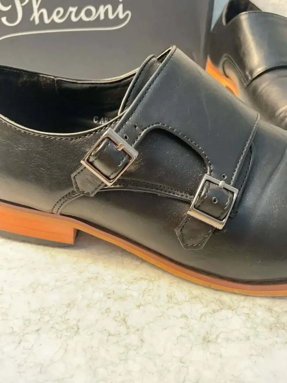 Gino Pheroni Arthur Double Monk Strap Shoes Black Size 10.5